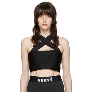 *NEW* HERVE LEGER Black HERVE by Herve Leger Bandage Sport Top